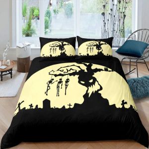 Halloween Tree Bettwäsche Set Queen King Horror Theme Tröster Cover Gothic Spooky Polyester Duvet Cover Zweige Graue Quilt Cover