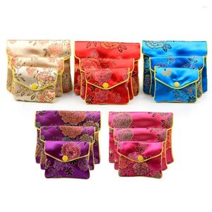 Aufbewahrungstaschen Klassische chinesische Stickerei Schmucktasche Organizer Silk Quastel Traditionelle Beutel Perlenhalter Hochzeitsverpackung