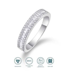 Anelli di banda FoxConn 1ct Womens Ring di molibdeno colorato S925 Argento Diangolare Diangolare Diamond Set Semi Eterno Anello nuziale J240410