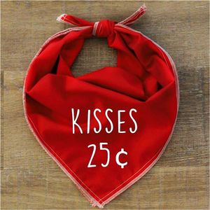 Dog Apparel Personalised Bandana For Valentine's Day Text Name 25 Cents Red Small Medium Large Traditional Knot Tie Print