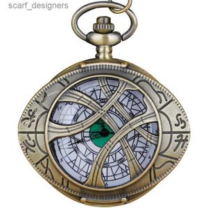 Orologi tascabili Eye Pattern Bronzo Vintage Quarzo Pendente Tasca Men Women Necklace Hours Orologio regali RELOJ HOMBRE Y240410