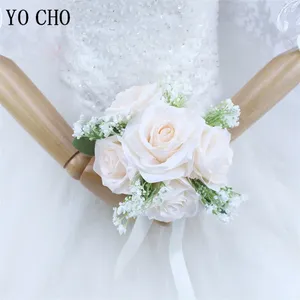 Wedding Flowers Bridesmaid Bouquet Flower Ivory Silk Rose Babysbreath Fake Mini For Bridal Mariage
