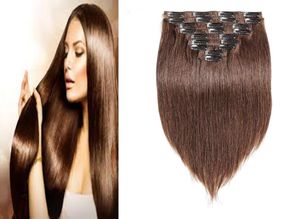 10inch24inch Brazilian Machine Made Remy Straight Clips In Human Hair Clip In Extensions 9PcsSet 100 Gram 2 Darkest Brown4490521