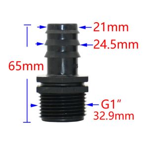 1 polegada de linha masculina a 25 mm de 1 polegada de mangueira de jardim Conector de barb 25 mm 32mm Mangueira de plástico Fitting 2 PCs