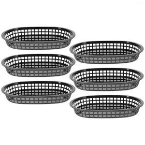 Dinnerware Sets 6pcs Oval Baskets Plastic Bread Serving Service Trays Chip Dog Holder