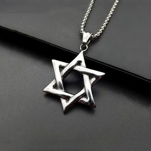 Colares pendentes Estrela de David Israel Chain Colar Women Women Aço inoxidável Judaica Silver Color Men JewelryPinglend2718