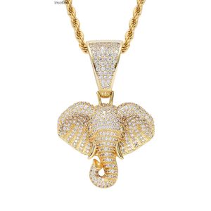 Wholesale 2021 New Arrival 18k Gold Plated Hiphop Bling Iced Out 5a Cz Custom Elephant Pendant Necklace