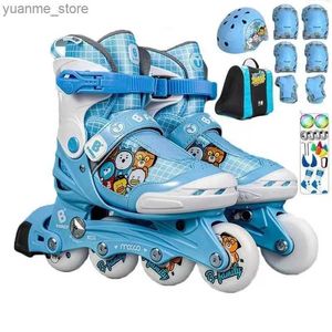 Satır içi paten Mavi Pembe Yeni Başlayan Sline Skates Ayakkabı Ayarlanabilir Silindir Hediye Spor Ayakkabıları Eğitim Scrub Sıra Tek Satır 4 Tekerlekler Y240410