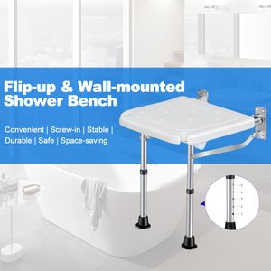 Wall Mounted Bathroom Foldable Stool 220 Lbs Bearing Weight Non-slip Folding Shower Seat Entryway Stool Bench Wall Bath Seat