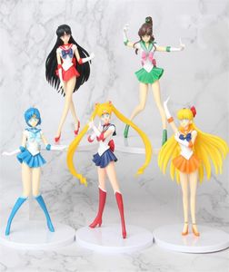 5pcs Set 18 cm Sailor Moon Actionfiguren Modell Spielzeug Japanisch Anime Peripheral Desktop Decor Decoration Geschenkspielzeug für Kinder 201209320806