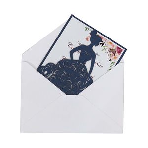 25Pcs Creative Treasure Girl Wedding Invitations Laser Cut Pearl Paper Material Greeting Cards Baby Shower Thank You Card