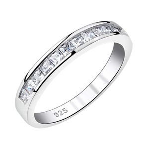 Bandringar 925 Sterling Silver Stackable Womens Wedding Ring 2 * 2mm Princess Cut 5A Cubic Zirconia Semi Eternal Ring Elegant Jewelry J240410