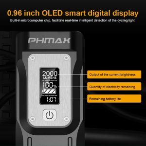 Phmax Bike Light 2000 Lumens strålkastare Regntät cykel ficklampa Front Lamp Mtb Road USB Laddar bakre ljuscykellykta