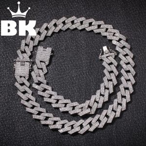 Ny färg 20mm kubansk länkkedjor halsband mode hiphop smycken 3 rad strass iserade ut halsband för män T200113300W