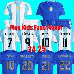 Argentina Soccer Jerseys 3 Star 24 25 Fãs Versão Mac Allister Dybala di Maria Martinez de Paul Maradona Kit de crianças Cirche de futebol