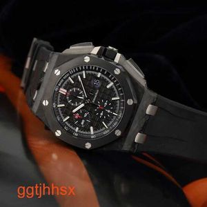 Designer AP Wrist Watch Royal Oak Offshore Series Automatic Mechanical Mens Watch Forged Carbon 44mm Time Display Ceramic Ring Tape Waterproof Night Light 26400