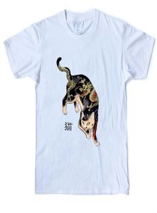 Yakuza kedi kanji t gömlek men039s pamuk komik Çince kelime tshirts erkek kısa kollu moive t shirt s3xl baskı hayvan tees shi8249916