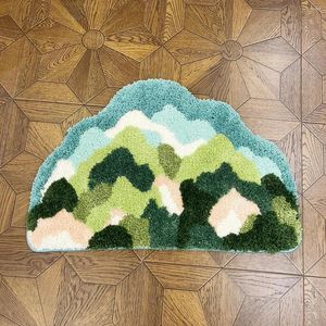 Carpets Comfortable Tufted Carpet With Multilevel Green Mountain Pattern For Home Interior Decor Non-slip Bottom Soft Touch Bedroom