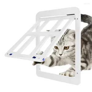 Cat Carriers Door Push Pull Pets Flap With 4 Way Safety Lock Dog For Cats Kitten ABS Plastic Small Pet Gate