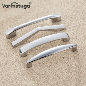 Metal Zinc Drawer Door Pull Handle Furniture Cabinet Silver Chrome Shiny Polishing Kitchen Cupboard Wardrobe Dresser Closet Knob