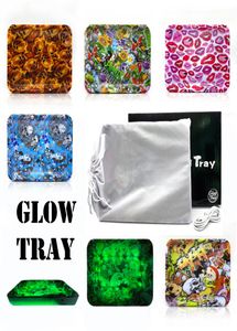 Smoking Printing LED Glow Rolling Trays Rechargeable Auto Party Light Up Printed Glowtray Dry Herb Tobacco Grinders Storage Holder4460260