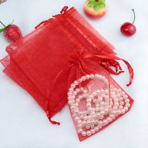 Yeni Varış 100pcs 5*7cm Çok Renkleri Takı Ambalaj Şeffaf Galoz Çantası Casamento Korah Düğün Hediye Çantaları Organza Koşusu