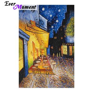 Momento Pintura de diamante Diamond Picture Picture of Rhinestone Night Street Mosaic Full Square Drill Diamond Borderyer Decor Asf1776