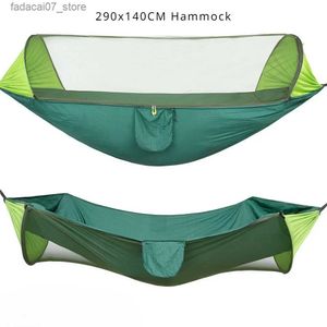 Hammocks pingente de dobra dobrável de nylon de nylon de rede de 290x140cm de campa de campanha de campanha de camada de camada de casal de casal de casal de casal grátis