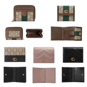 Mirror quality Marmont Ophidia leather quilted wallet Designer id card black Card Holders Women Coin Purses With box mini gift card wallet Luxury Men passport holder