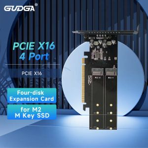 Karten PCIe zu M2 Adapterkarte, PCIE X16 4 Port M2 NVME M Key SSD -Konverter M.2 PCI Express X16 Adapter Raid Expansion Card NVME SSD