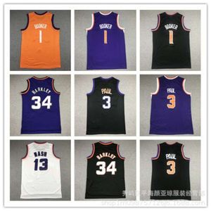 Basketball Jerseys Men's Jackets Embroidered Jersey the Suns 3 Paul 1 Booker 13 Nash