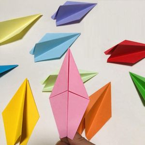 100st Premade Rainbow Origami Paper Airplane Folded Origami Planes for Kids Party Supplies Plan Theme Birthday Baby Shower Par