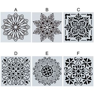 1pc 15*15cm Mandala Pintura Modelo de estêncil Tools Diy Desenho a laser Corte Pintura de estêncil de parede para piso de madeira TELES TELOR DE ARTE