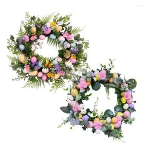 Dekorativa blommor påskägg Garland Creative Door Wreath Decorations Spring Home Party Decor Wall Window Hanging Decoration