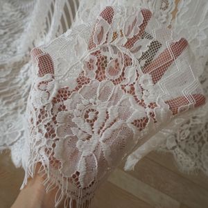 Off White Eye-Lash French Lace Taber Material Crianças Vestidos de noiva Roupas Diy de qualidade fina grossa para a escolha