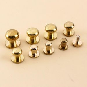 10pcs Brass sólidas Sam Brown Browne Butrons -Strew Back Round Head Ball Post Studs Rivetos de unhas Acessório de artesanato de couro diy