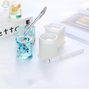 Silicone Mold Diy Pen Pen Cube Cubro de resina epóxi molde moldes Copo de planta de flor Organizador artesanal artesanato artesanato