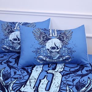 Dream NS Bedding Set 3D Blue Skull Imprimindo quatro peças Terno de colcha Caso Caso Caso Artigos de mobiliário doméstico