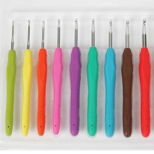 1pc Random Multicolor Plastic Handle Aluminum Crochet Hooks Knitting Needle Set 1mm-2.75mm Yarn Sweater Weave Craft Tools