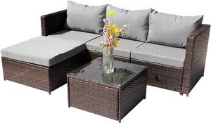 Outdoor Sofa Outdoor Sectional Sofa Patio Seating 5 Pieces Patio Furniture All Weather Manual Weaving Wicker Rattan Patio