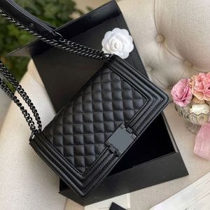 22SS Womens Black Boy Black Boy Quilted Bags Classic Caviar Leather Calfskin Metal Chain Crossbody Burse Say