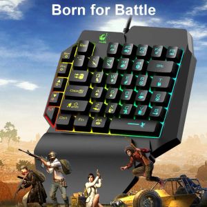 Combos Free Wolf K15 35 Keys Onehanded Keyboard Mechanical Hand Feeling Mobile Phone Game Keyboard Backlight 1.5M Portable Waterproof