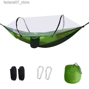 Hängmattor camping hängmatta med myggnät lättvikt hängande hängmatta trädband svängande hängmatta utomhus ryggsäck bakgård