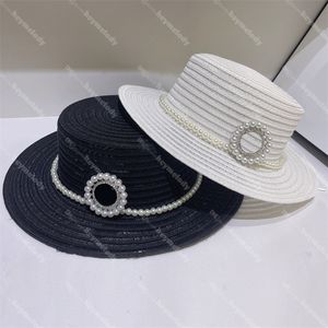 Trendy Elegant Letter Strohhut Leinen flacher Top -Hats Designer Sonnenhut im Freien Sonnenschirm Hüte