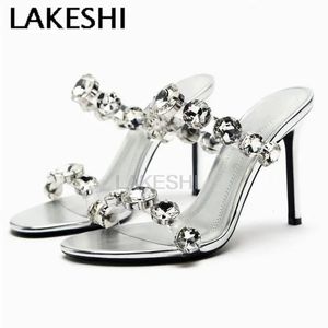 LakeShi Luxury Athestone Women Pumps Sexy Party Sadind Swed Shoes Crystal High Heels Muls Lady Summerals Sandals Slip-On 240401