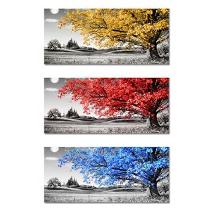Blau rot gelbe üppige Blätterbaum -Leinwandplakate und Drucke moderne Schwarz -Weiß -Kunstlandschaftsbäume Wandmalerei Wohnheimdekoration