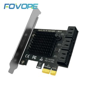 Cards Chi A minering 6 Port SATA 3 PCI Express Expansion Card PCIE SATA Controller PCIe 1x para SATA3 Adaptador de 6 GB Adicionar no cartão para HDD SSD