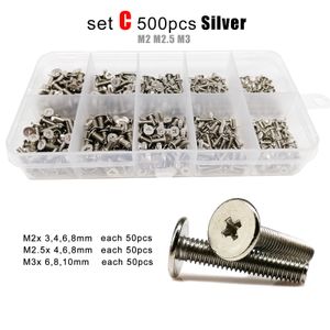 500/750pcs M1.2 M1.4 M1,6 M2 M3 Mini Micro Phillips Тонкий пластиковый винт с плоской головкой для ноутбука набор ассортимента