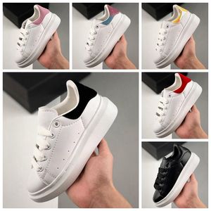 Gradiente K Designer Sapatos infantis para couro tênis de basquete juvenil em couro 3m Reflexivo Branco Branco Veludo grosso Altura plana