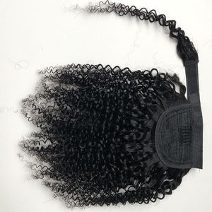 Kinky Curly Ponytail Human Hair Extensions owija się wokół kucyka Kinky prosto Remy Brazylian Hair odporny na ogień kucyka